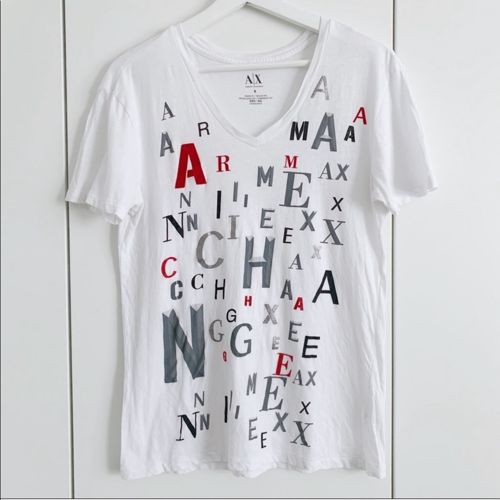 Armani Exchange White Graphic Tee